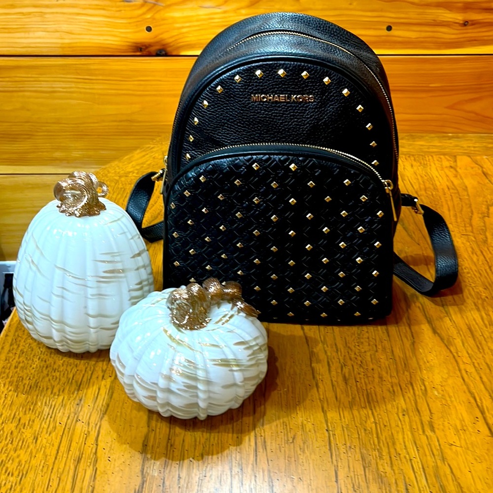 Black studded backpack style MK bag